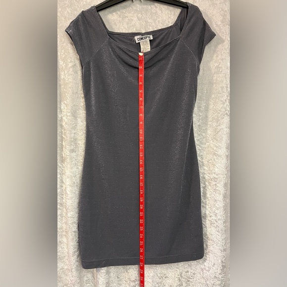 Cocktail Dress, gray w/ silver threads - Picture 2 of 5